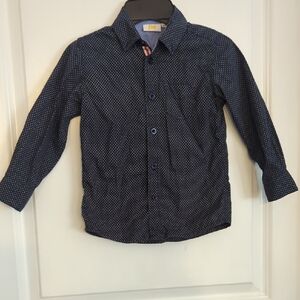 Stylish Kids Navy Blue Polka Dot Button Down Shirt